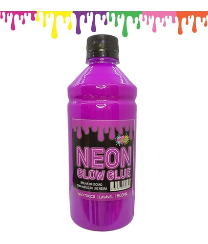 Cola Slime Neon Frasco 500ml Cola Slime Neon Ine Slime
