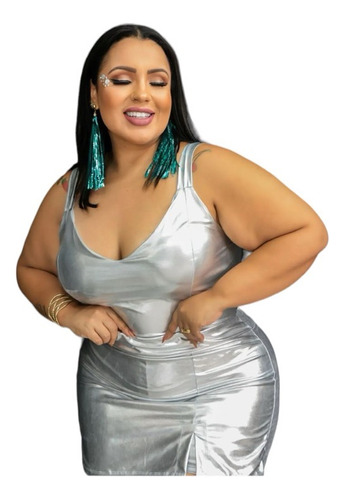 Cropped Blusinha Metalizado Plus Size Básico Carnaval Folião