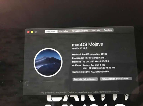 Macbook Pro 15inch Touch Bar Space Grey 2016 I7 16gb 500ssd