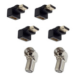 Kit 4 Plugs Hdmi 90° +2 Plugs De Antena Em L 90°p/tv Parede 