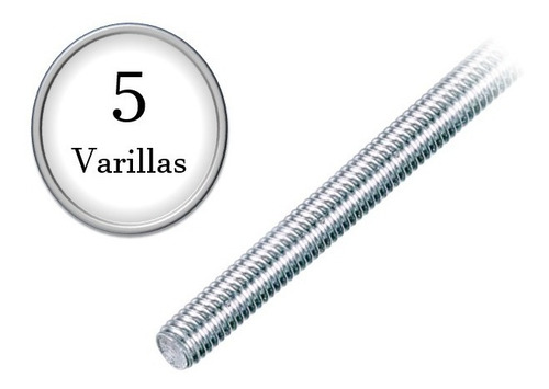 5 Varillas Roscada Galvanizada Gr2 M6 X 1 X 1mt P