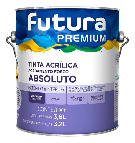 Tinta Acrílica Fosco Premium Absoluto Futura 3,6l Cores