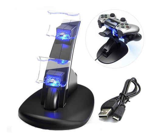 Cargador Base Soporte Para  2 Joystick Doble Ps4 Slim Y Pro