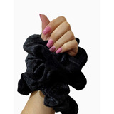 Scrunchies Colets Grandes Terciopelo Negro Elegantes