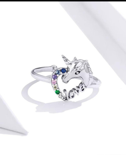 Anillo Unicornio Ajustable Plata Certificada Moda Mujer 