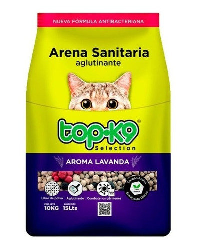 Arena Sanitaria Aglutinante Topk9 10kg Lavanda