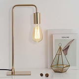 Lámpara De Escritorio Dorada Diseño Industrial Elegante Led