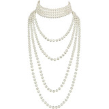 Collar Perlas Multicapa Los Años 20 Para Mujeres Y Niñas Pla