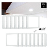 Kit 15 Painel Plafon Led 12w Sobrepor Quadrado Branco Frio 110v/220v (bivolt)