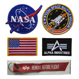 Kit Parches Y Escudos Bordados Nasa Con Velcro Incluido