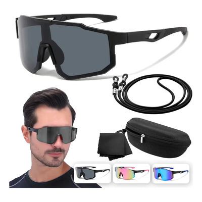 Gouruzi 4en1 Lentes De Sol Deportivas Para Hombre Mujer Protección Uv400,lentes deportivos,gafas deportivas,running accesorios hombre,Negro | MercadoLibre