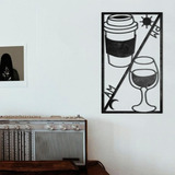 Painel Decorativo Am Café /pm Vinho Em Mdf Preto 60cm