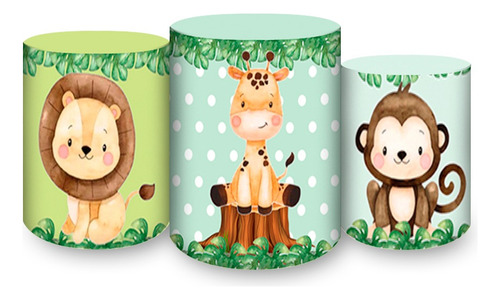 Trio Capas De Cilindro Sublimado Safari 3d Em Tecido