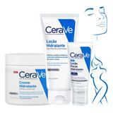 Kit Cerave Corpo E Rosto Loção Creme Hidratante Secas Normal