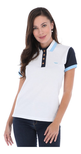 Playera Polo Porto Blanco Mujer Bloques Colores