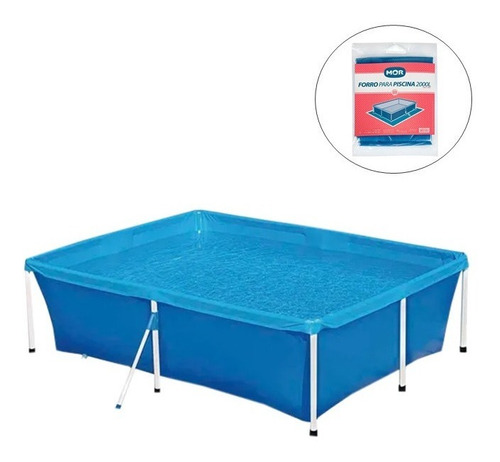 Piscina Plástica 2000l Retangular Mor + Forro Protetor Chão