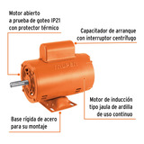 Motor Eléctrico Monofásico 1/2 Hp Baja Vel. Truper 102303