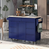 Isla De Cocina Portatil 8 Cajones Color Azul Marca Runna