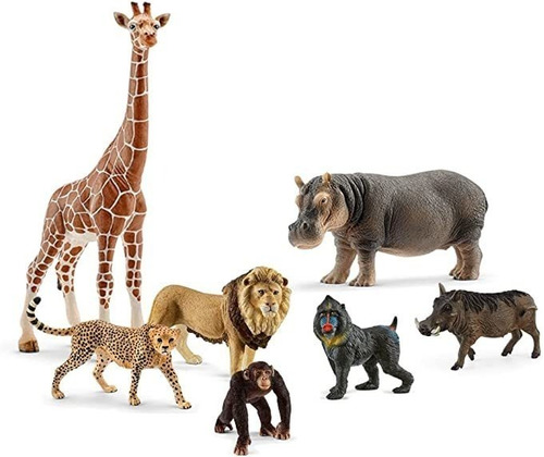 Schleich Wild Life, Juego De 7 Figuras De Animales Africano.