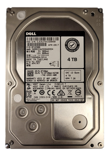 Disco Rigido Dell 4tb - Sas 3,5 - Para Servidor