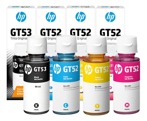 Tinta Hp Gt5822 Gt-5822 Gt52 Gt-52 Kit 04 Cores Original 