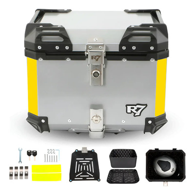 Caja Para Moto Trasero R7 Racing Aluminio 45 Lts Color Plateado | Meses sin interés