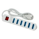 Alargador Electrico 1.5 Mts 6 Boca Blanca  Con Switch 