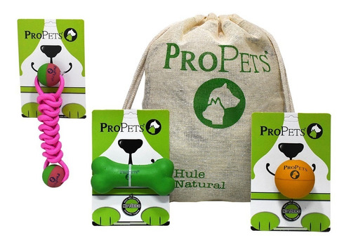 Propets Kit De 3 Juguetes Con Morral Para Perros Medianos