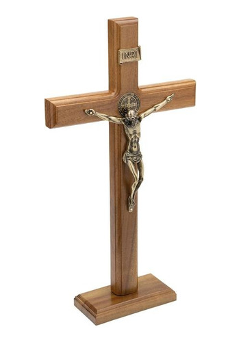 Crucifixo Medalha São Bento Tradicional Mesa E Parede 35cm