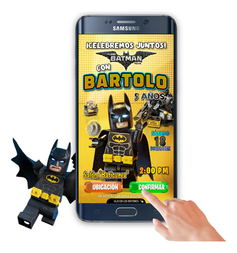 Invitación Interactiva Botón Mapa Y Confirmar Batman Lego 02