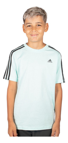 Camiseta adidas 3 Stripes Essential Juvenil Azul Turquesa