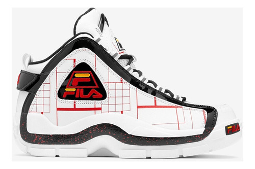 Fila Grant Hill 2 Blanco Negro Rojo Media Bota De Basquetbol