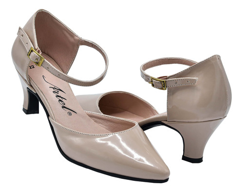 Zapatilla Dama Artel 502 Charol Nude Fiesta Vestir 22 Al 26