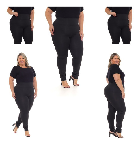 Kit 5 Peças Calça Legging Plus Size Grande Suplex Cós Grossa