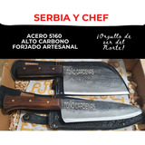 Set De Cuchillos Forjados Hacha Serbia Y Chef Acero 5160