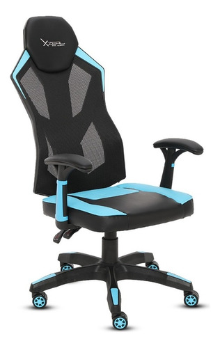 Silla De Escritorio Xzeal Xz30 Gamer Ergonómica  Negra Y Azul Con Tapizado De Mesh