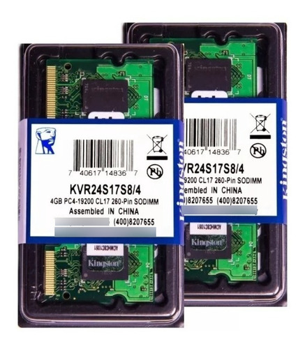 Memória Kingston Ddr4 4gb 2400 Mhz Notebook Kit C/30 Unid