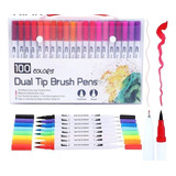 Lettering 100 Colores Dual Tip Brush Pens 