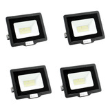 Reflector Led 30w Alta Potencia Exterior Blanco Frio Pack X4