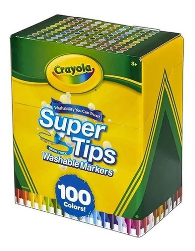 Plumin Crayola Super Tips Lavable, Caja 100 Piezas