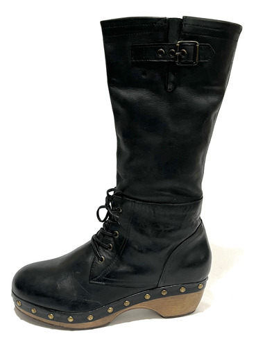 Bota Sueco 100% Cuero Marca Natacha N*40 Negro Usado