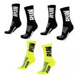 Kit 03 Pares Meia Corrida Hupi Run 36-42 Preto E Amarelo