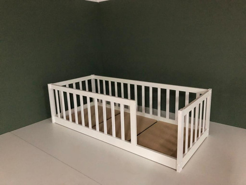 Cama Montessoriana Cercado Solteiro  Branco