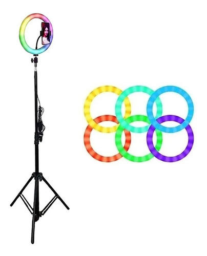 Ring Light Rgb Colorida 33cm 13 Polegadas + Tripé 2.10m Top