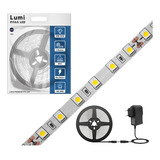 Luminario Fita Super Led 5050 3m 60 Smd/m 12v Ip65 Brilho Decorativos Branco Quente Com Fonte Alimentaçao