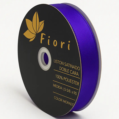 Liston Satin Doble Cara Fiori De 1cm Rollo De 90 Mts Color Morado Lisa | MercadoLibre