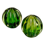 Kit 2 Pesos De Papel De Cristal Tipo Murano - Esferas Verde