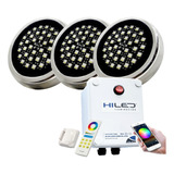 3 Luces Para Pileta Led Rgbw 12w +fuente+control Remoto+wifi