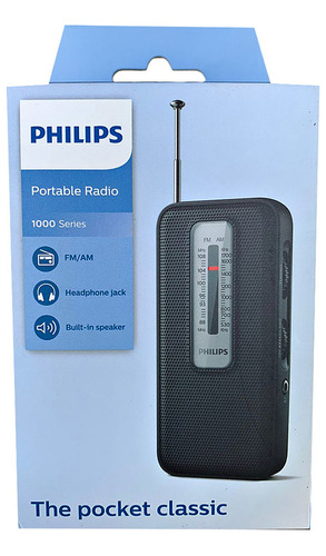 Rádio Portátil De Bolso Philips Séries 1000 Pilha R1506 Cor Preto