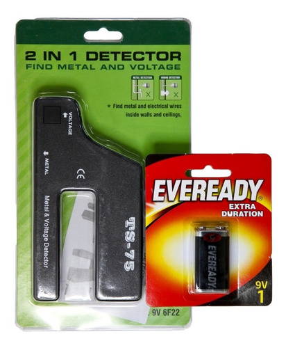 Detector 2en1 Metales Tension Electricista + Bat. 9v 1° Htec